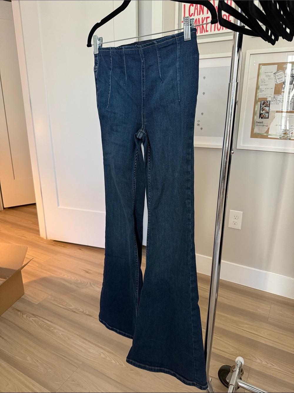We The Free Dark Blue High-Rise Flared Jeans